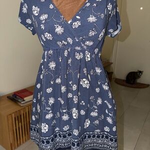 Floral Blue Wrap Dress by Chloe & Katie (xs)